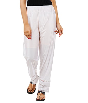 White Wemyc Women's Nylon Ankle Length Pants / Capris / Pant slip