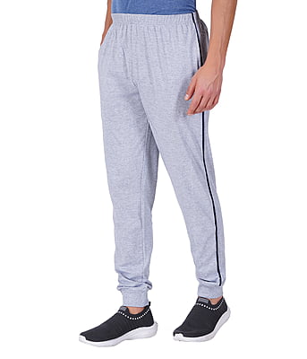Wemyc Men's Cotton Blend Solid Rib Track Pant | Expandable Elastic Waist Joggers with 2 Pockets | Stretchable Sports Wear Track Pant for Men