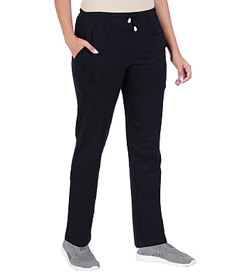 Wemyc Women's Cotton Solid Rib Track Pant Joggers | Stretchable Sports Wear Track Pant for Women