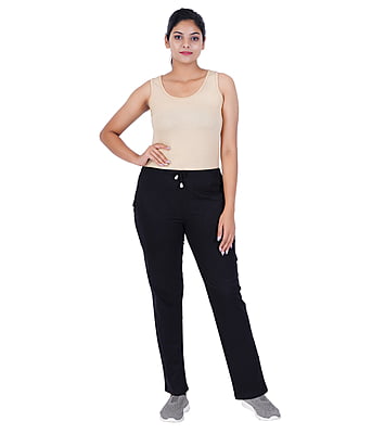 Wemyc Women's Cotton Solid Rib Track Pant Joggers | Stretchable Sports Wear Track Pant for Women