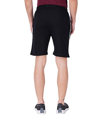 Wemyc Men's Cotton Blend Regular-Fit Plain Shorts | Expandable Elastic Waist Shorts with 2 Pockets | Stretchable Sports Wear Trouser for Men