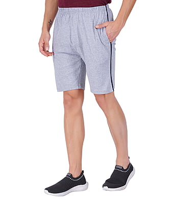 Wemyc Men's Cotton Blend Regular-Fit Plain Shorts | Expandable Elastic Waist Shorts with 2 Pockets | Stretchable Sports Wear Trouser for Men