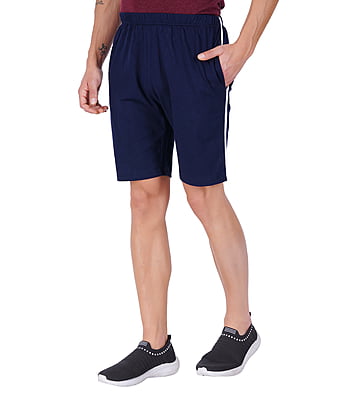 Wemyc Men's Cotton Blend Regular-Fit Plain Shorts | Expandable Elastic Waist Shorts with 2 Pockets | Stretchable Sports Wear Trouser for Men