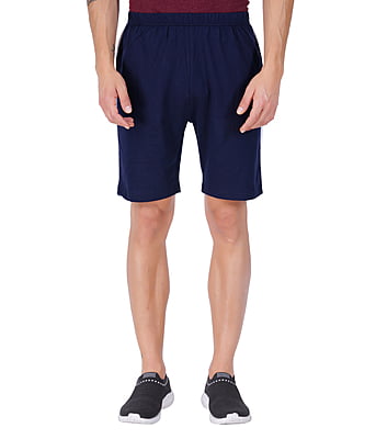Wemyc Men's Cotton Blend Regular-Fit Plain Shorts | Expandable Elastic Waist Shorts with 2 Pockets | Stretchable Sports Wear Trouser for Men
