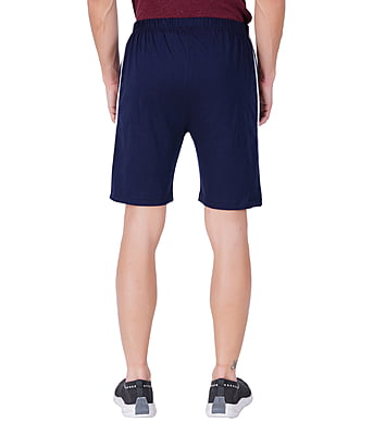 Wemyc Men's Cotton Blend Regular-Fit Plain Shorts | Expandable Elastic Waist Shorts with 2 Pockets | Stretchable Sports Wear Trouser for Men