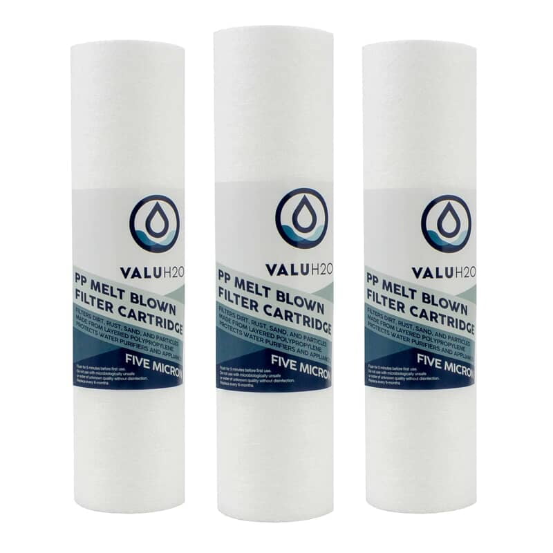 Value H2O 10inch Slimline Sediment Water Filter 5 mic (3 Pack)