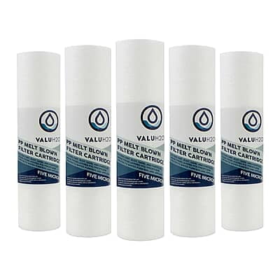 Value H2O 10inch Slimline Sediment Water Filter 5 mic (5 Pack)