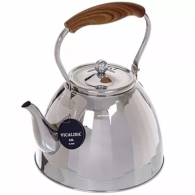 ابريق شاي ستانليس ستيل  بممسك خشبي VICALINA