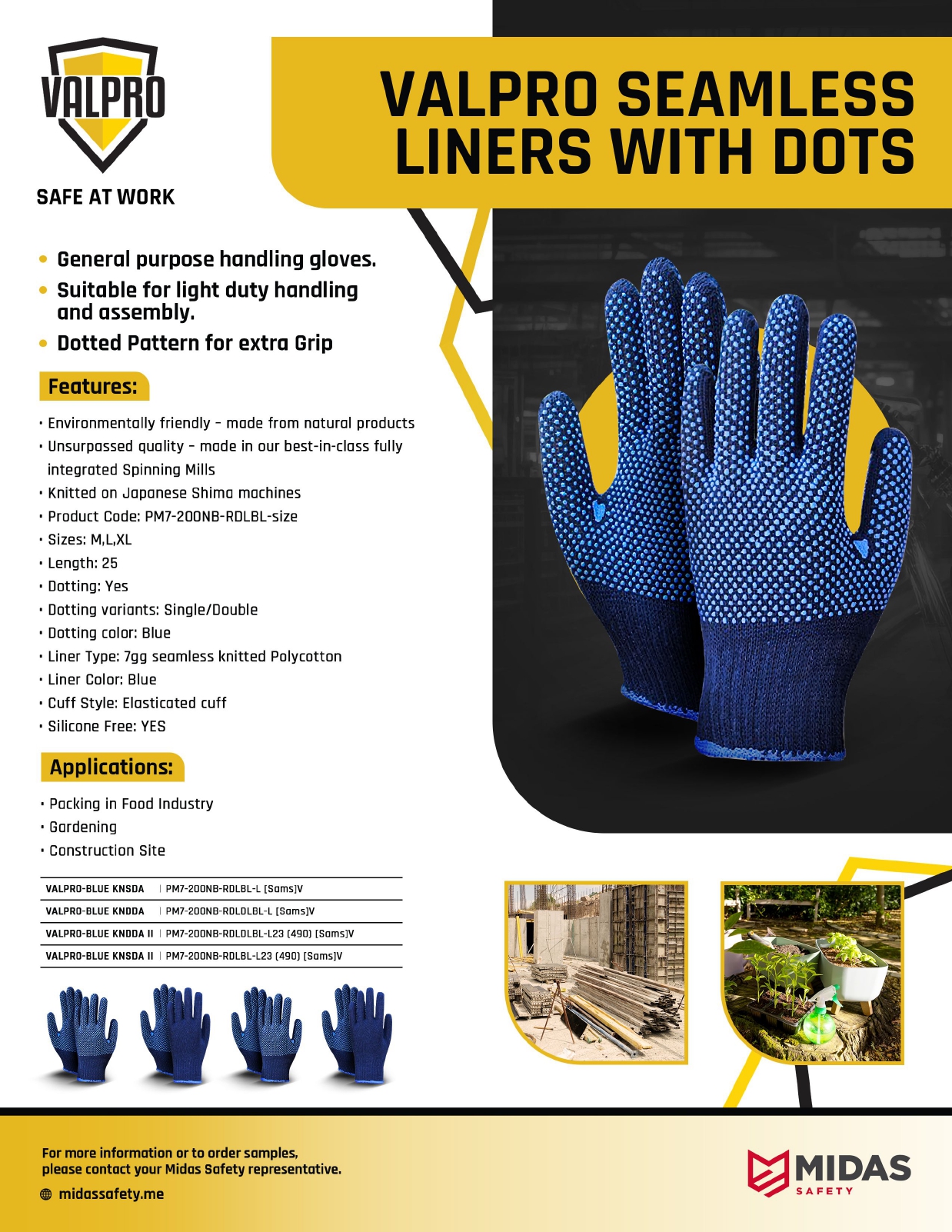 Valpro Double side dotted gloves blue , Pack of 12 Valpro Double side dotted gloves blue , Pack of 12