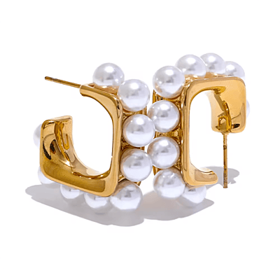 Vintage Pearls Hoops