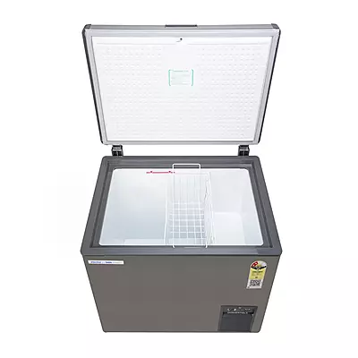 Voltas 177L Convertible Deep Freezer, highlighting its soft aesthetic design and dual lids. Voltas 177L Convertible Deep Freezer, highlighting its soft aesthetic design and dual lids.