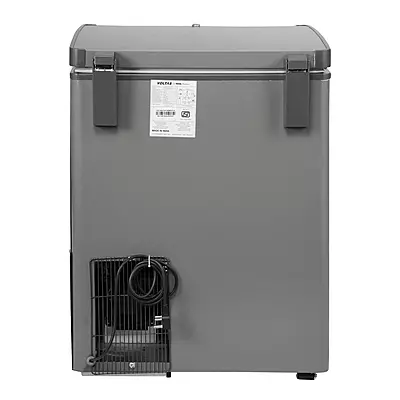 The energy-saving 3 Star rating sticker on the front of the Voltas CVF120SA3-P1-GW freezer. The energy-saving 3 Star rating sticker on the front of the Voltas CVF120SA3-P1-GW freezer.