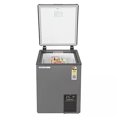 The compact design of the Voltas 114L Convertible Deep Freezer fitting neatly into a small space. The compact design of the Voltas 114L Convertible Deep Freezer fitting neatly into a small space.