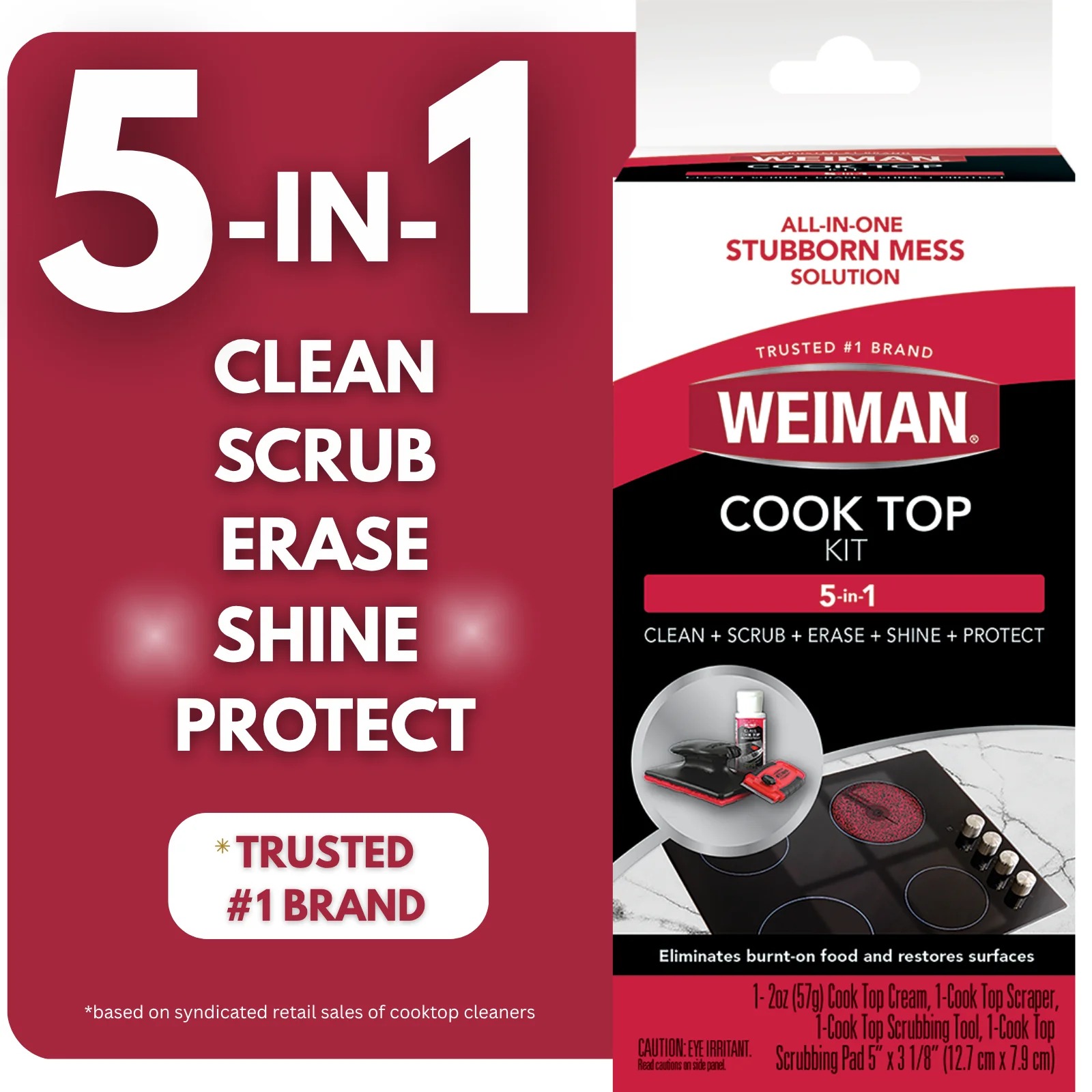 Weiman 5-In-1 Cook Top Complete Cleaning Kit