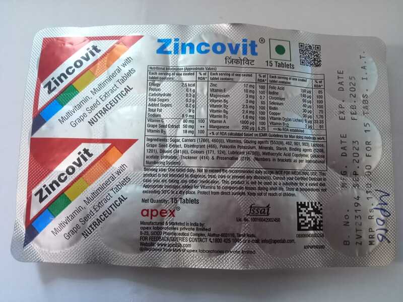 ZINCOVIT TAB 15'T ZINCOVIT TAB 15'T