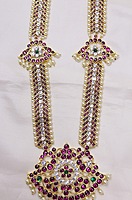 Margam/Copper & Real Kempstones - Temple Jewellery - Haram with Pathakam Pendant