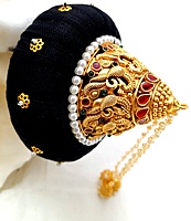 Andal Kondai - Matte Antique Finish One Gram Gold & Real Kempstones Hair Accessory