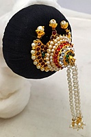 Andal Kondai - Kempstones with Chandran Pattern Hair Accessory - Bridal/Bharathanatyam/Goddess Decorations
