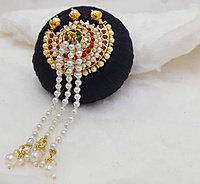 Andal Kondai - Kempstones with Chandran Pattern Hair Accessory - Bridal/Bharathanatyam/Goddess Decorations