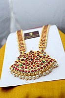 Temple Jewellery - Brass Gold Plated Full Kempstones Haram Temple Jewellery - Brass Gold Plated Full Kempstones Haram