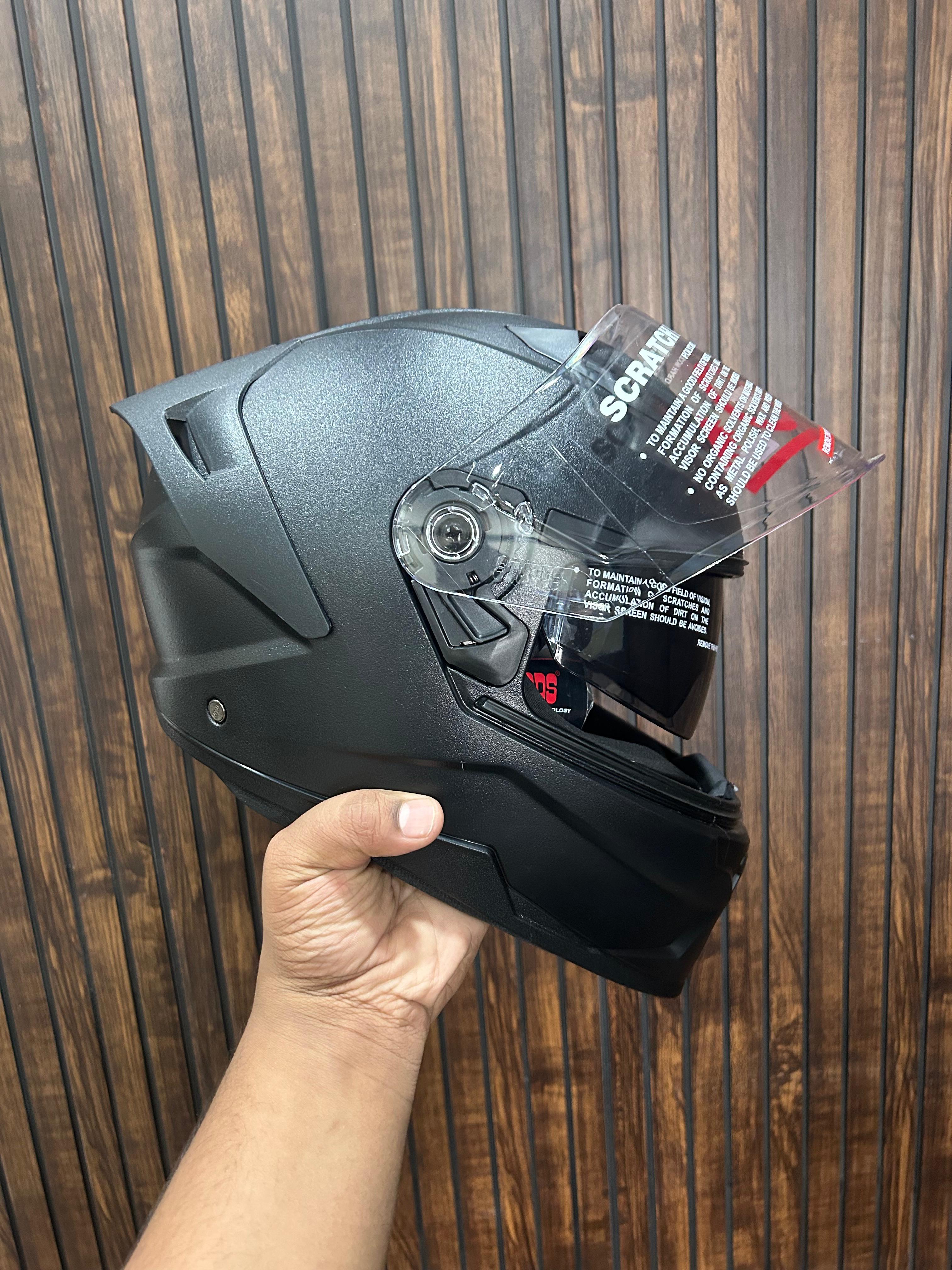 STUDDS RAIDER WITH SPOLIER BLACK DUAL VISOR C/V (L)
