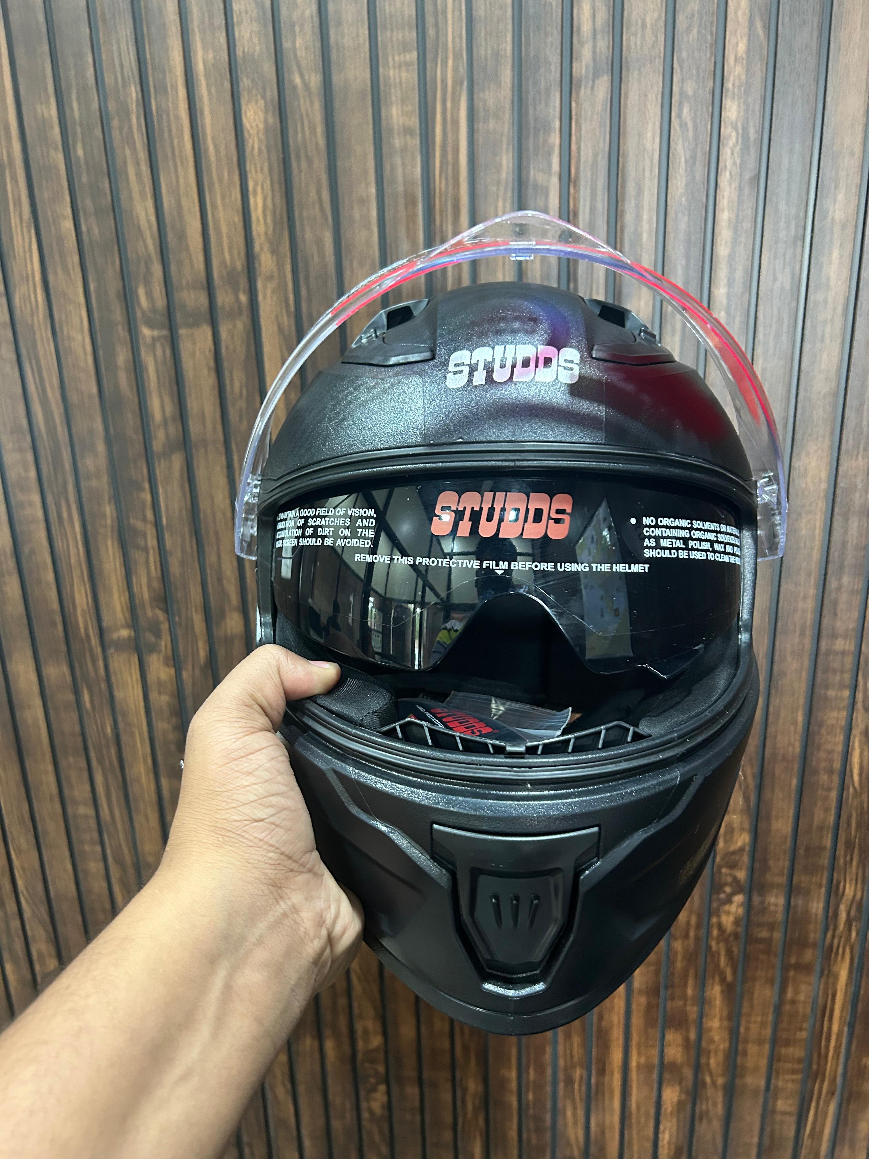 STUDDS RAIDER WITH SPOLIER BLACK DUAL VISOR C/V (M)
