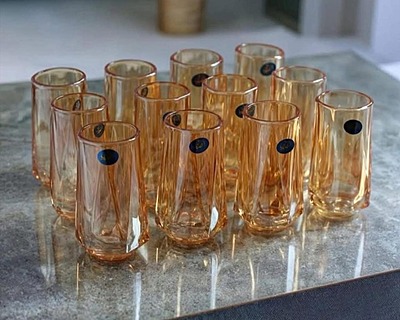 طقم كاسات ماء عسلي 12 كاسة