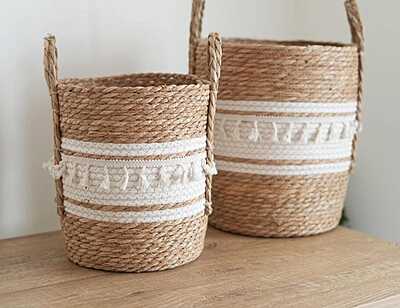 طقم سلال غسيل قش عدد 3