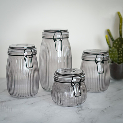 طقم بهارات زجاج مع قفل اغلاق 4 قطع