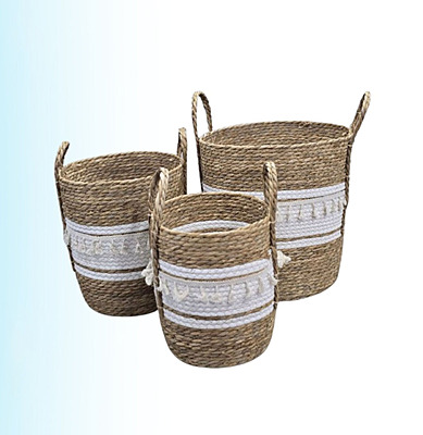 طقم سلال غسيل قش عدد 3