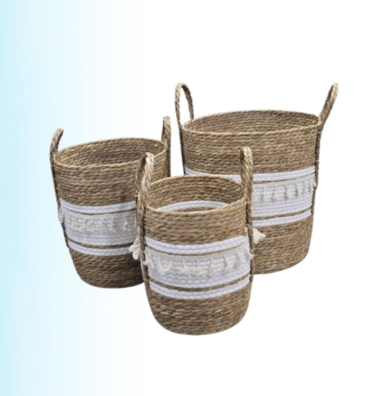 طقم سلال غسيل قش عدد 3