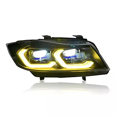 E90 3 Series Sedan Laser Style LED Headlights V3 CSL Yellow/White (2005–2012)