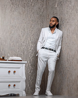 White Pinstripe Suit