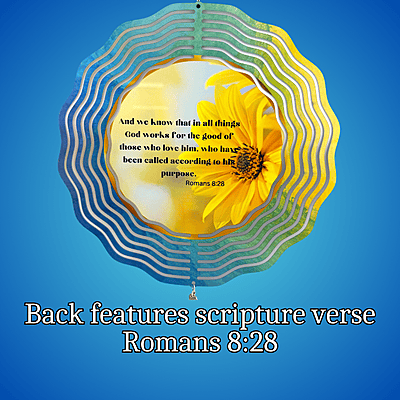 Mom Tribute Wind Spinner – 10" Floral Design with Heart Charm and Romans 8:28 Scripture