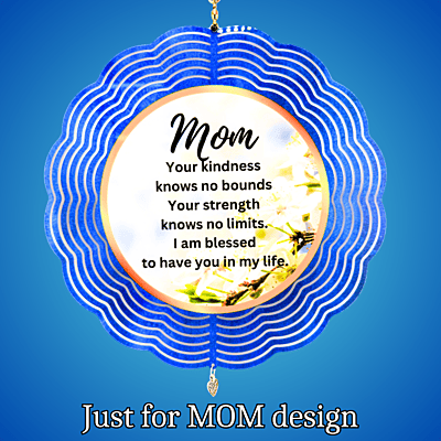 Mom Tribute Wind Spinner – 10" Floral Design with Heart Charm and Romans 8:28 Scripture