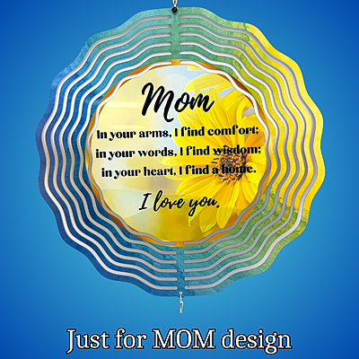 Mom Tribute Wind Spinner – 10" Floral Design with Heart Charm and Romans 8:28 Scripture
