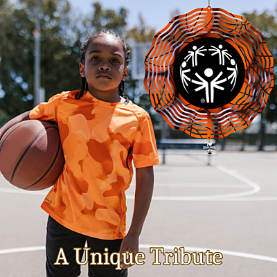 Custom 10" Aluminum Wind Spinners – Tyler Rose Special Olympics Basketball Fundraiser lifestyle