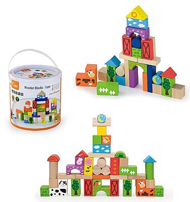 Wooden Construction Cubes - 50pcs