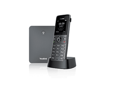 Close-up of the Yealink W73P cordless handset with color screen and HD audio Close-up of the Yealink W73P cordless handset with color screen and HD audio