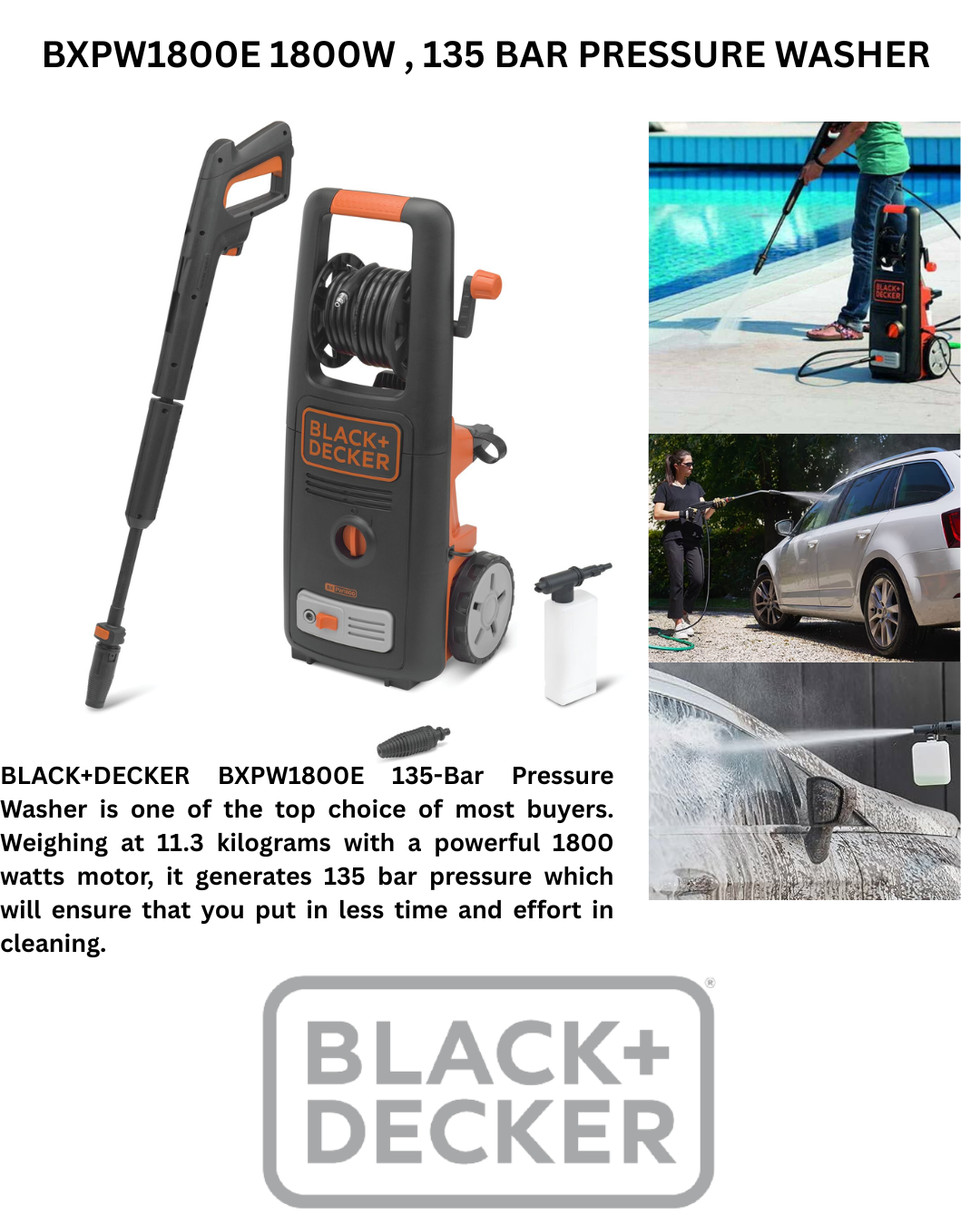 BXPW1800E HIGH PRESSURE WASHER BLACK & DECKER