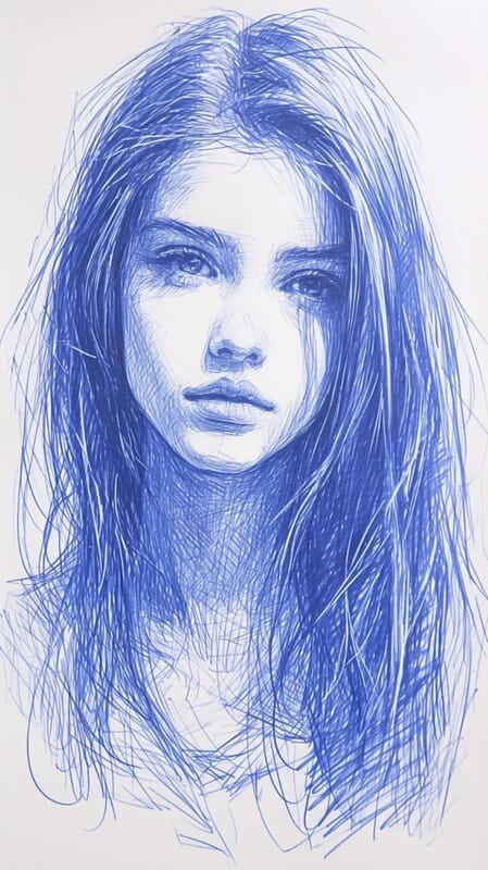 Soft Girl Blue Pen sketches Soft Girl Blue Pen sketches