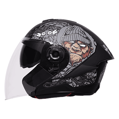 STEELBIRD SBA-10 MAD APE MATT BLACK/GREY C/V WITH INNER SMOKE SUNSHIELD 600MM (L)