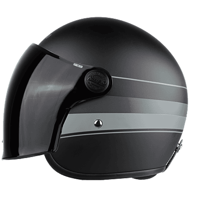 STEELBIRD SBH-56 VINTAGE S1 MATT BLACK/GREY C/V 580 MM (LONG VISOR)