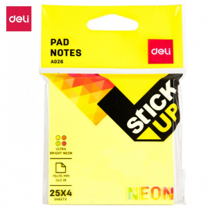 DELI A026 NEON NOTE 3x3" 4x25s VALUEPACK DELI A026 NEON NOTE 3x3" 4x25s VALUEPACK