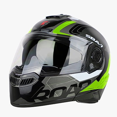 STEELBIRD SBA-7 ISS ROAD MATT BLACK/NEON C/V (L)