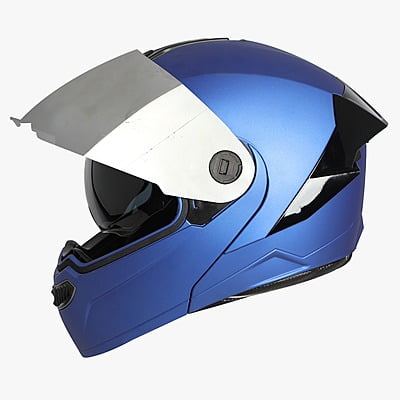 STEELBIRD SBA-8 ISS MAT Y.BLUE WITH BLACK SPOILER C/V 580 MM WITH EXTRA GOLD VISOR