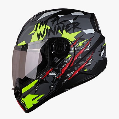STEELBIRD SBA-7 ISS WINNER MATT BLACK/FLUO NEON C/V (L)