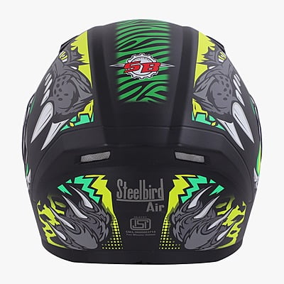 STEELBIRD SBA-21 RAPTOR PANTHA MATT BLACK/NEON GREEN C/V 600 MM (L) (LONG CHEEKPAD)