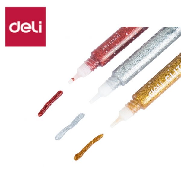 DELI A71001 GLITTER GLUE 12ML 3 COLORS