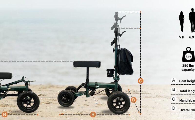 Helavo Scooter de Rodilla Ajustable para Adultos con Suspensión, Ruedas de Goma Todo Terreno Helavo Scooter de Rodilla Ajustable para Adultos con Suspensión, Ruedas de Goma Todo Terreno